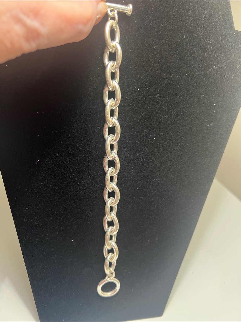 Shiny Silver Chunky Link Bracelet - Estate Vintage - Picture 3 of 15